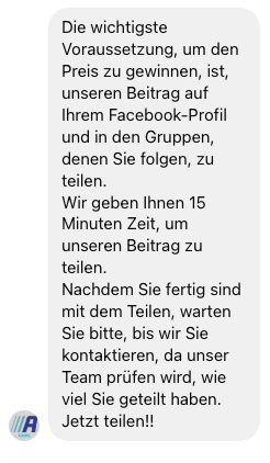 Direktnachricht der Facebook-Seite