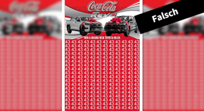 Dieses angebliche Coca-Cola-Gewinnspiel ist ein Fake (Quelle: Facebook; Screenshot und Collage: CORRECTIV.Faktencheck)