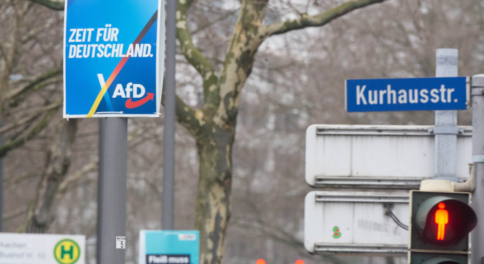 Ein AfD-Wahlplakat in der Stadt Aachen