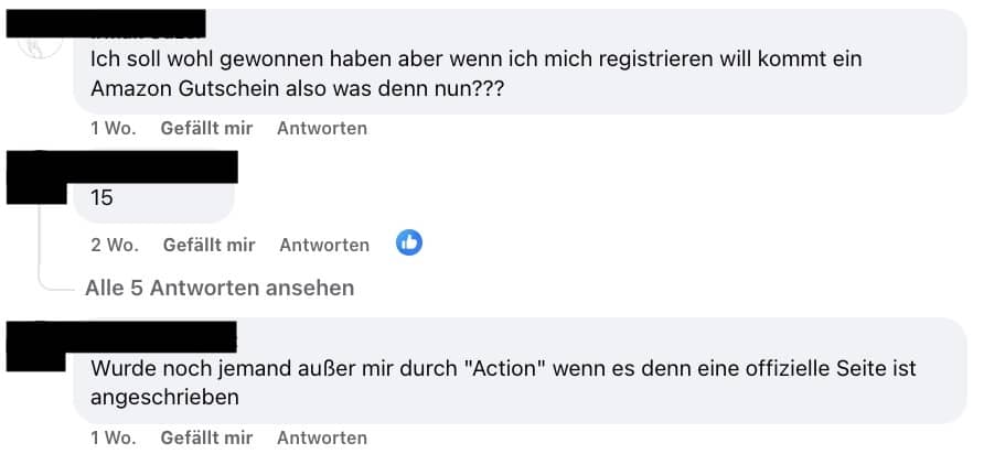 Einige Nutzerkommentare äußern Zweifel an der Seriosität der Verlosung 