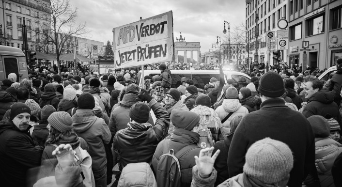 Protestierende fordern AfD Verbot