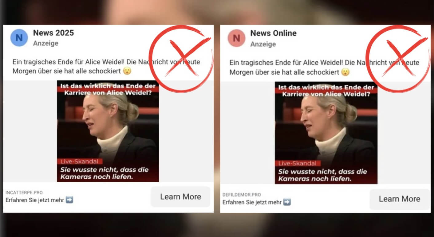 Hinter diesen Werbeanzeigen über Alice Weidel steckt Betrug