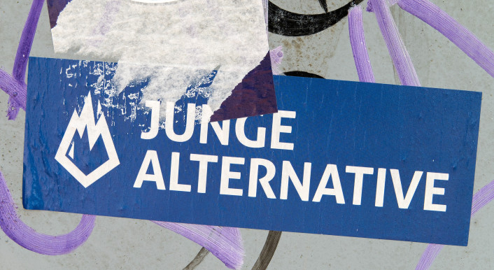 Blauer Sticker der 