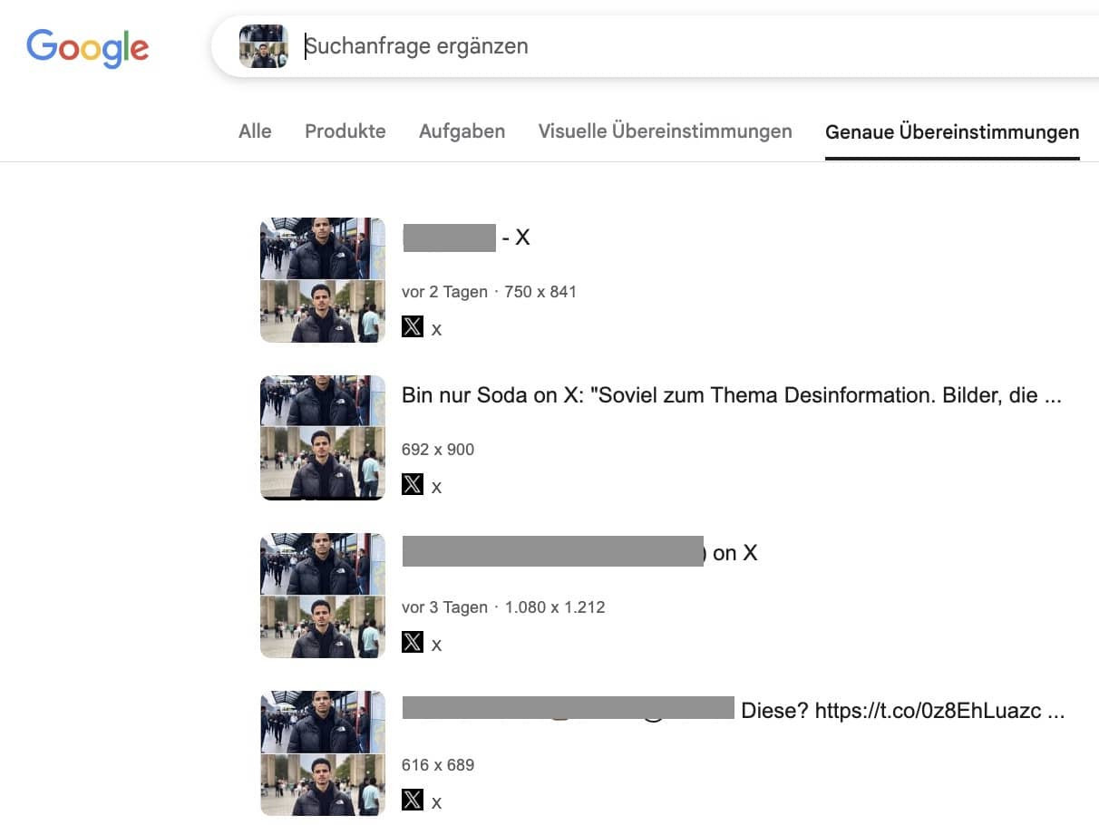Google-Ergebnisse sind nur X-Beiträge