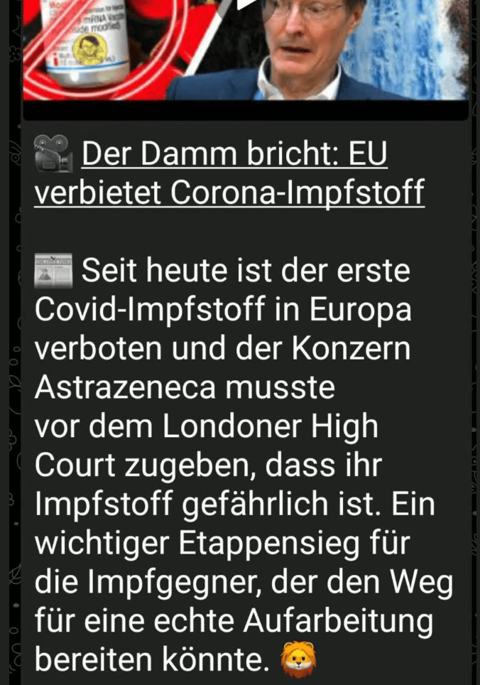 Screenshot des Telegram-Beitrags.