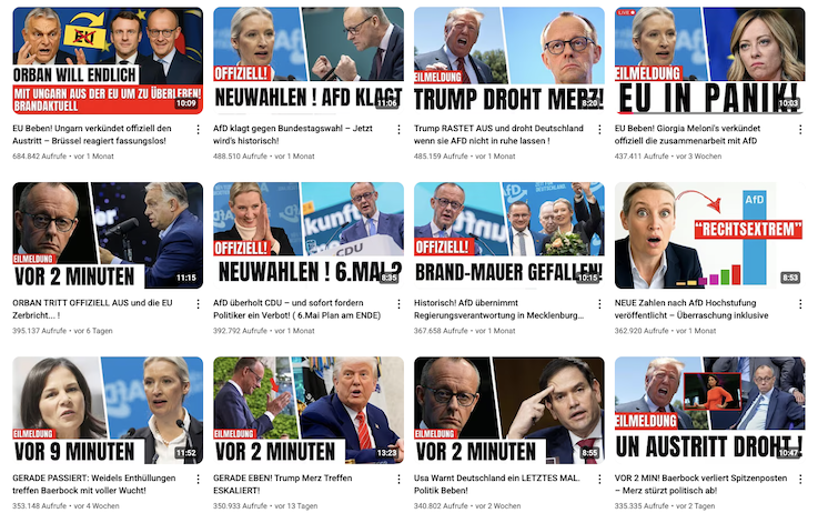 Screenshot der Playlist des Youtube-Accounts „Verheimlicht"