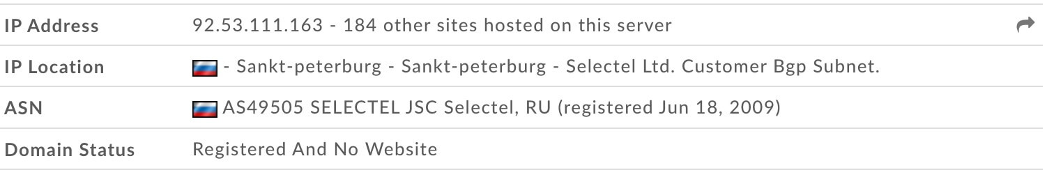 Angaben zu IP und Hosting-Provider für die Domain