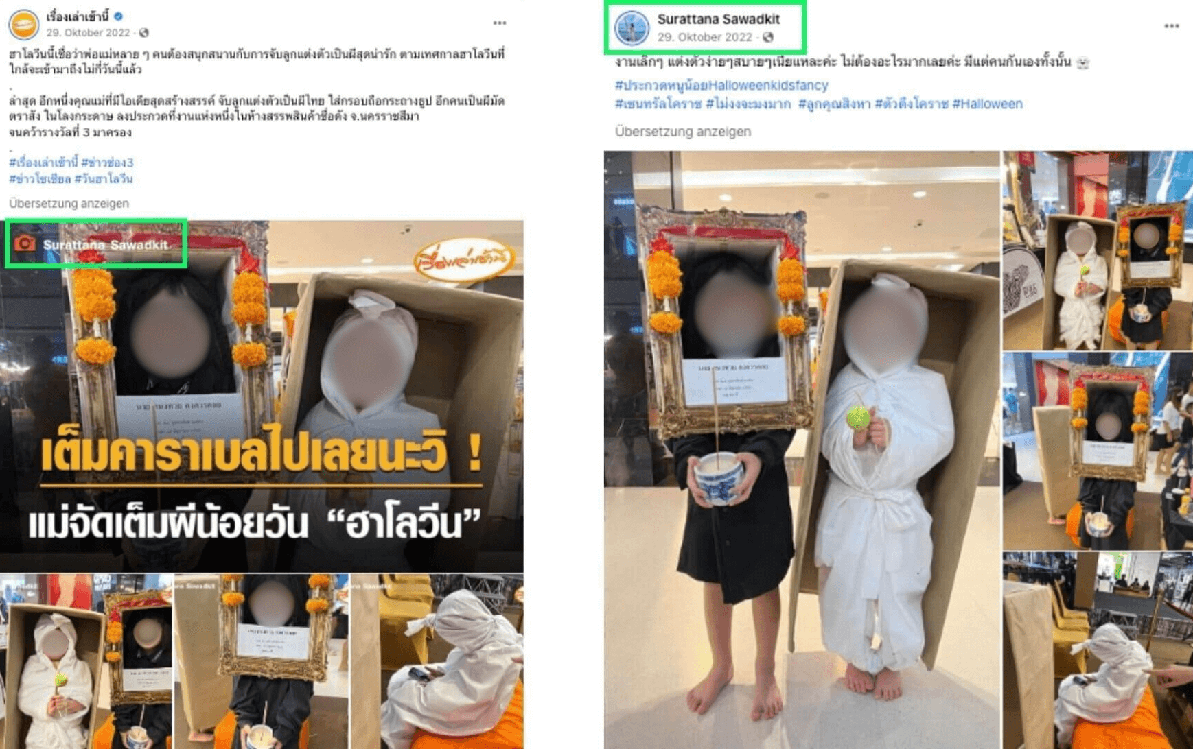 Mehrere Fotos zeigen verkleidete Kinder.