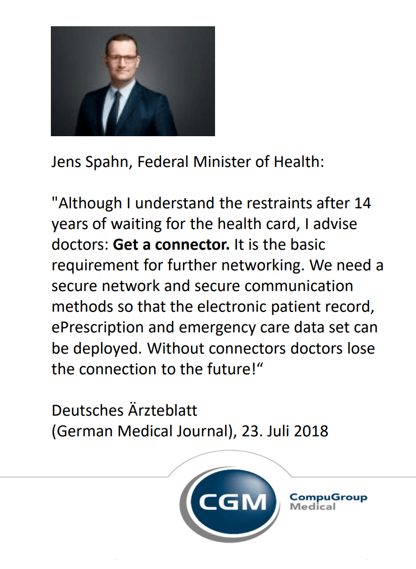 Jens Spahn als Maskottchen der CompuGroup, hier in einem Ausschnitt aus Seite 64 in der Investorenunterlage von CGM, 2019