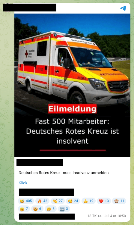 Der Titel des Artikels des Karlsruhe Insider wurde unverändert übernommen und ohne Kontext auf einem Sharepic in Sozialen Netzwerken und Messengern verbreitet