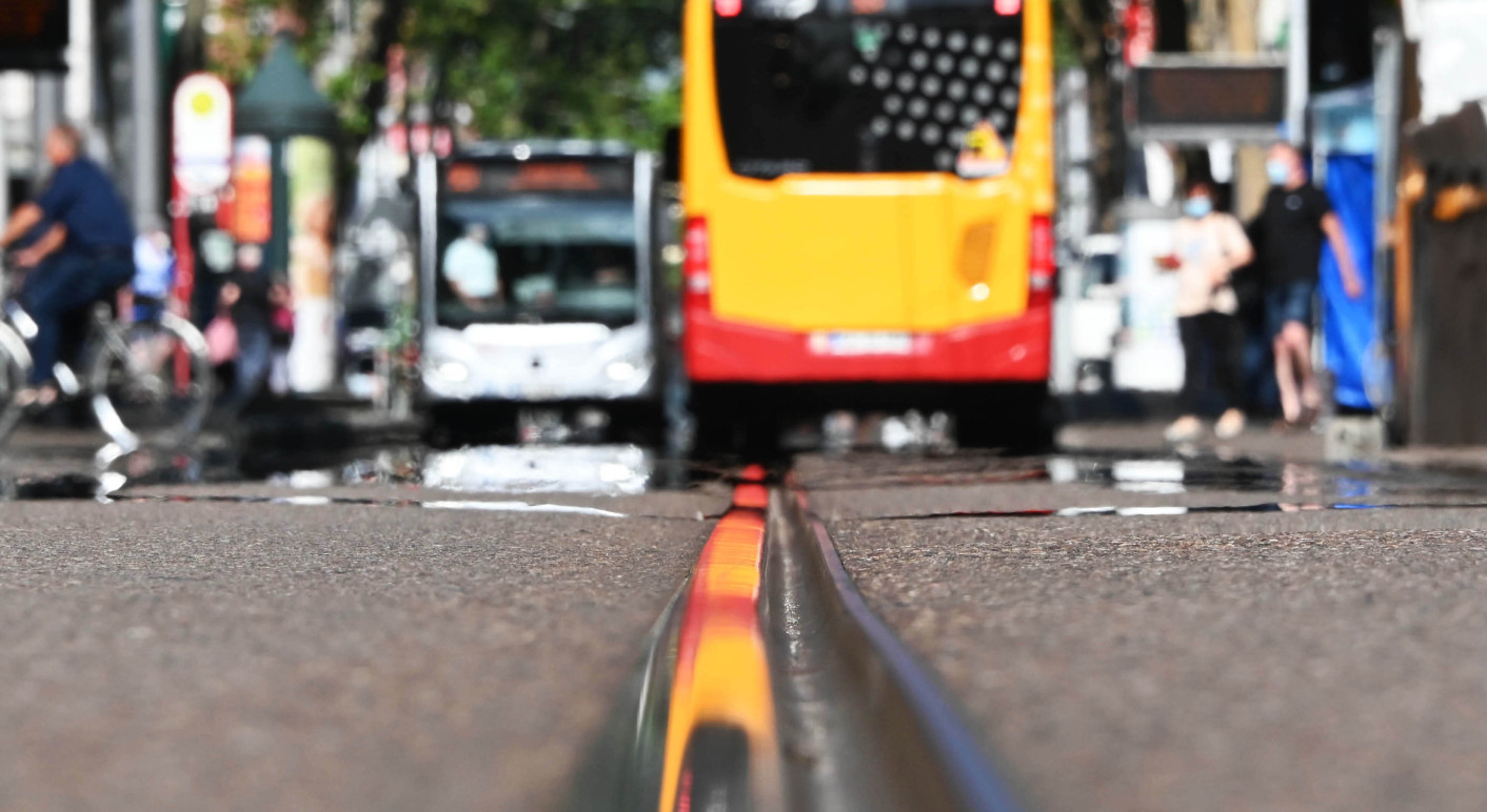 Kein Schienenverkehr in Karlsruhe