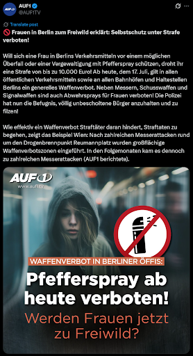 Screenshot eines Beitrags von Auf1.