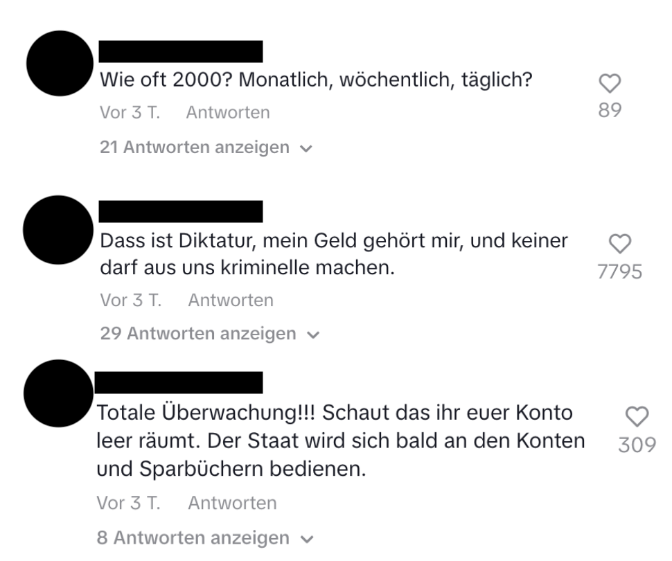 Kommentare auf Tiktok