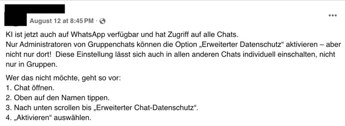 Screenshot Whatsapp Kettenbrief