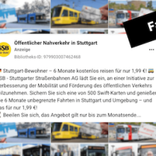 Collage aus einem Facebook-Beitrag und weiteren Bildern einer ÖPNV-Betrugsmasche auf Facebook.