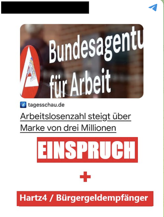 Ein Telegram-Beitrag mit der falschen Behauptung