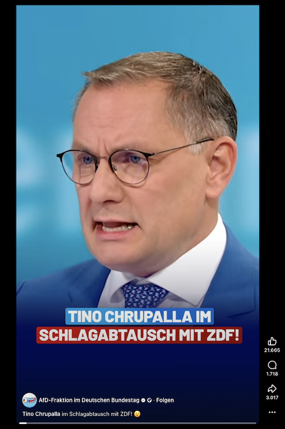Screenshot des Facebook-Posts der AfD-Fraktion