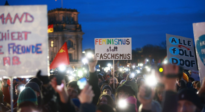Eine Demonstration in Berlin gegen die AfD am 21. Januar 2024 (Bild: Rainer Keuenhof / Picture Alliance)