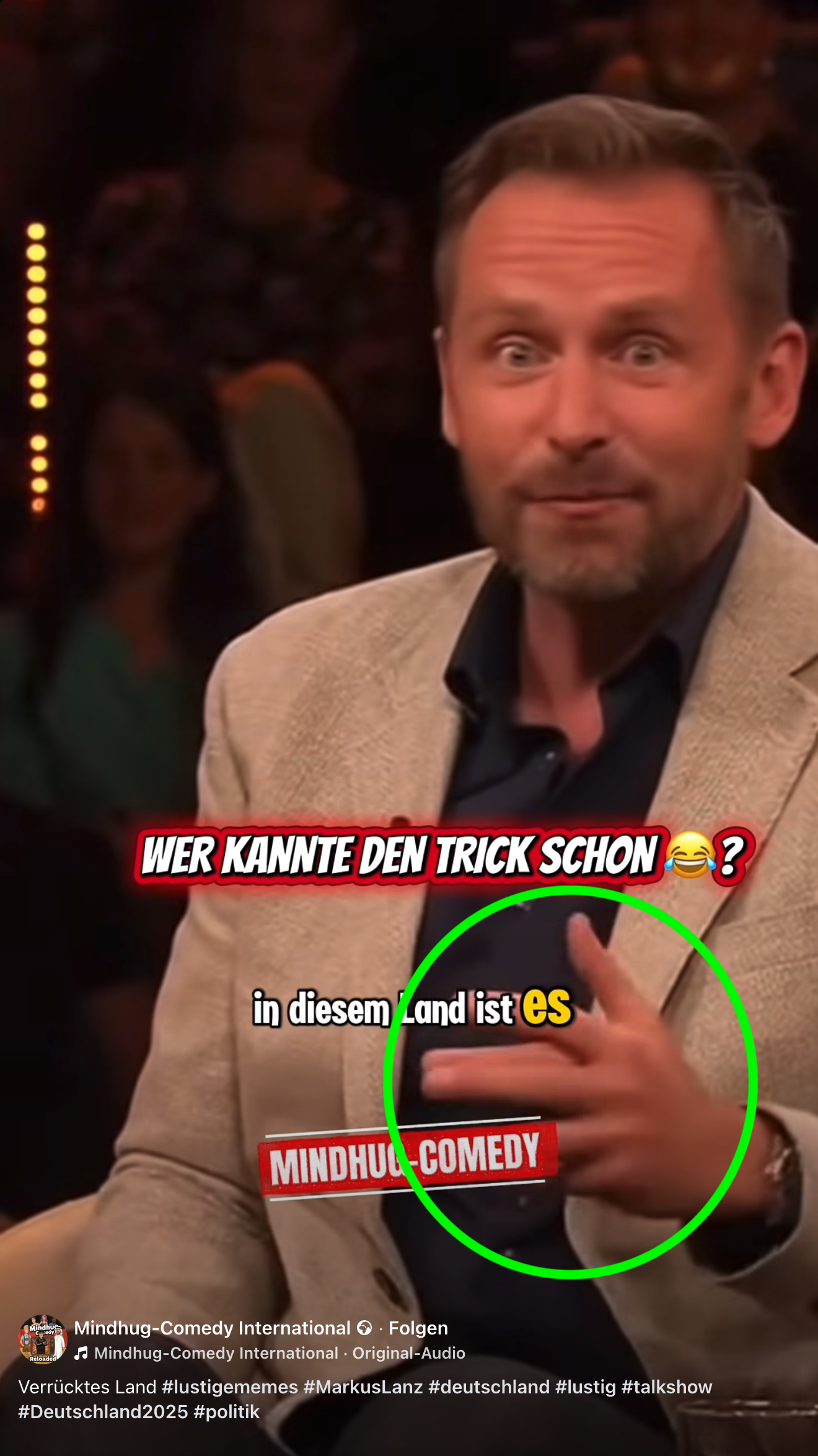 Ein weiteres Video desselben Accounts, dass die Talkshow Markus Lanz zeigen soll, ist klar als KI-generiert zu erkennen