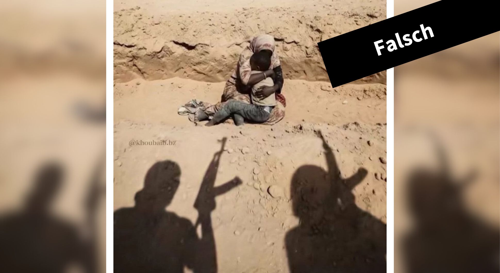 Sudan Mutter mit Kind KI-Bild Collage