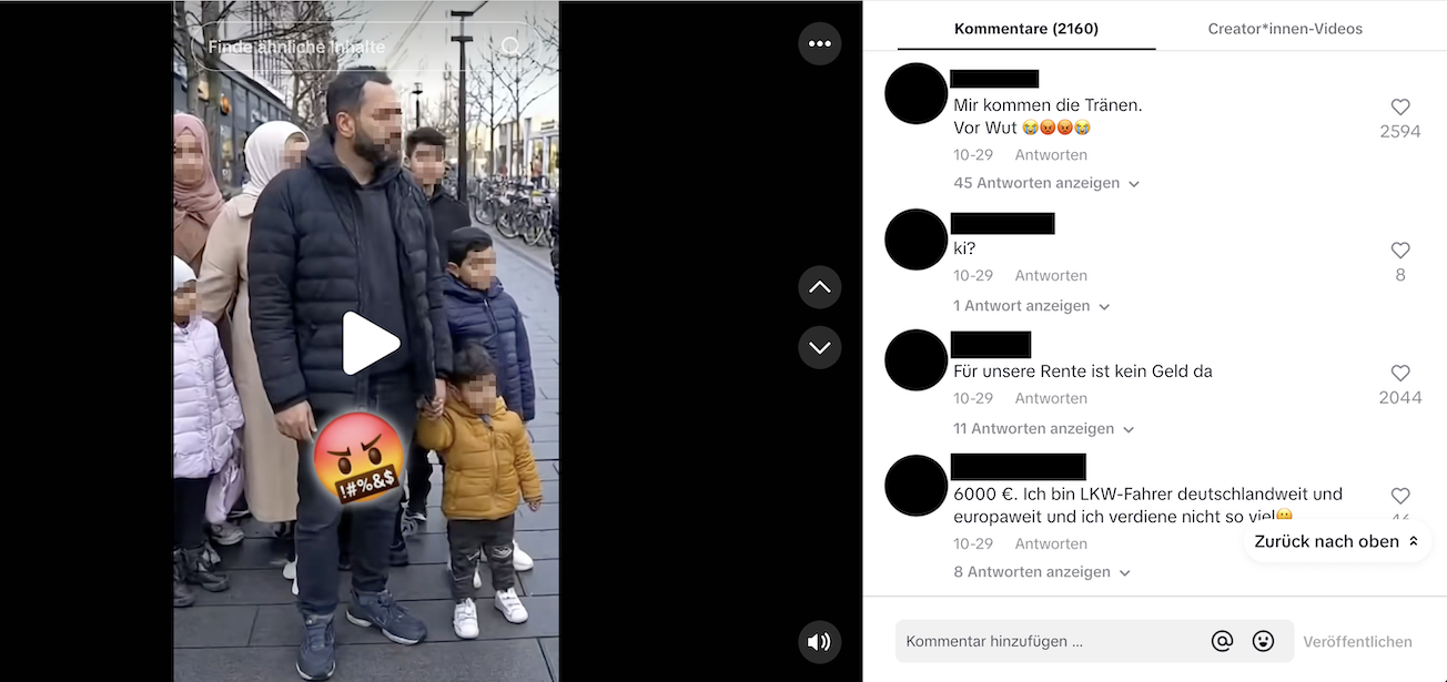 Screenshot von einem Tiktok-Beitrag mit dem KI-VIdeo
