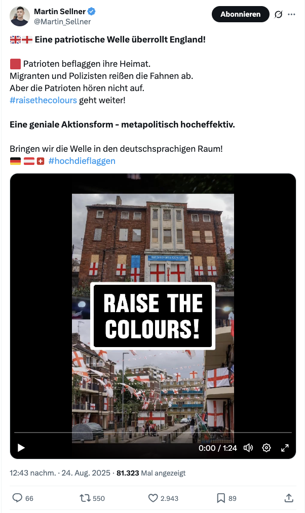 Screenshot vom einem X-Beitrag vom Martin Sellner