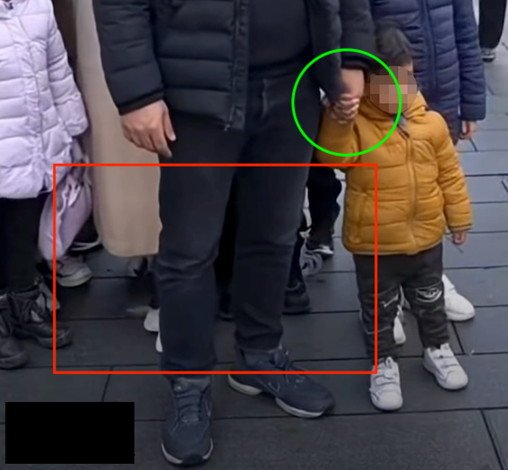 Nahaufnahmen aus dem KI-Video der Schuhe und der Hände