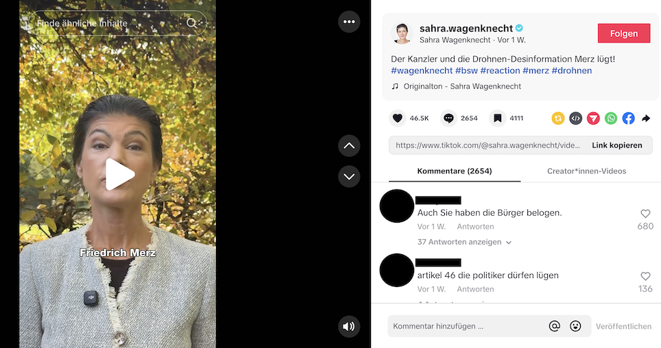 Post von Wagenknecht