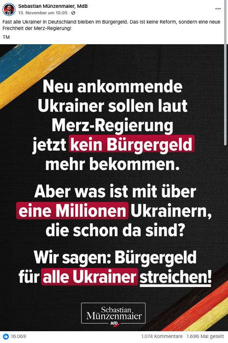 Screenshot eines Facebook-Beitrages