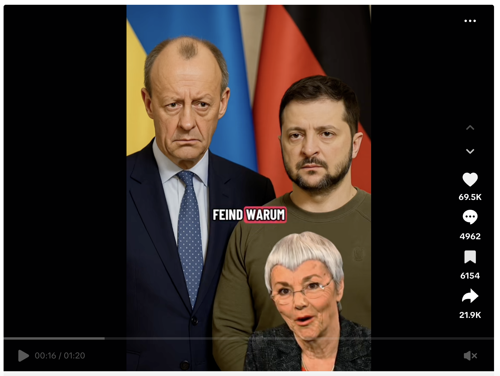 In einem Tiktok-Video ist vermeintlich die Autorin Gabriele Krone-Schmalz zu sehen, die kritisiert, dass Russland zum Feind erklärt worden sei. Doch das Video ist KI-generiert. 