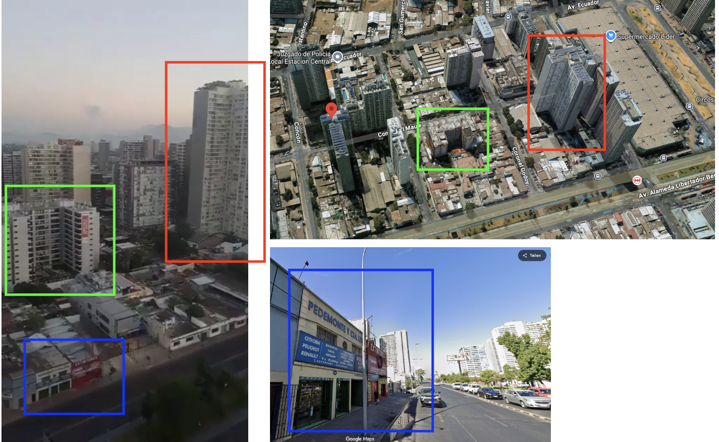 Montage verschiedener Screenshots mit Markierungen