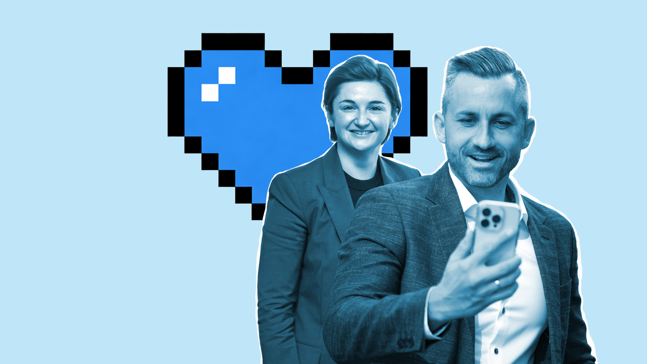 Vor blauem Hintergrund und einem blauen Herz stehen die FPÖ-Politikerin Marlene Svazek uznd der AfD-Politiker Ulrich Siegmund. Collage: Ivo Mayr/CORRECTIV (Quelle: picture alliance: Neumayr Fotografie Christian Leo, Klaus-Dietmar Gabbert)