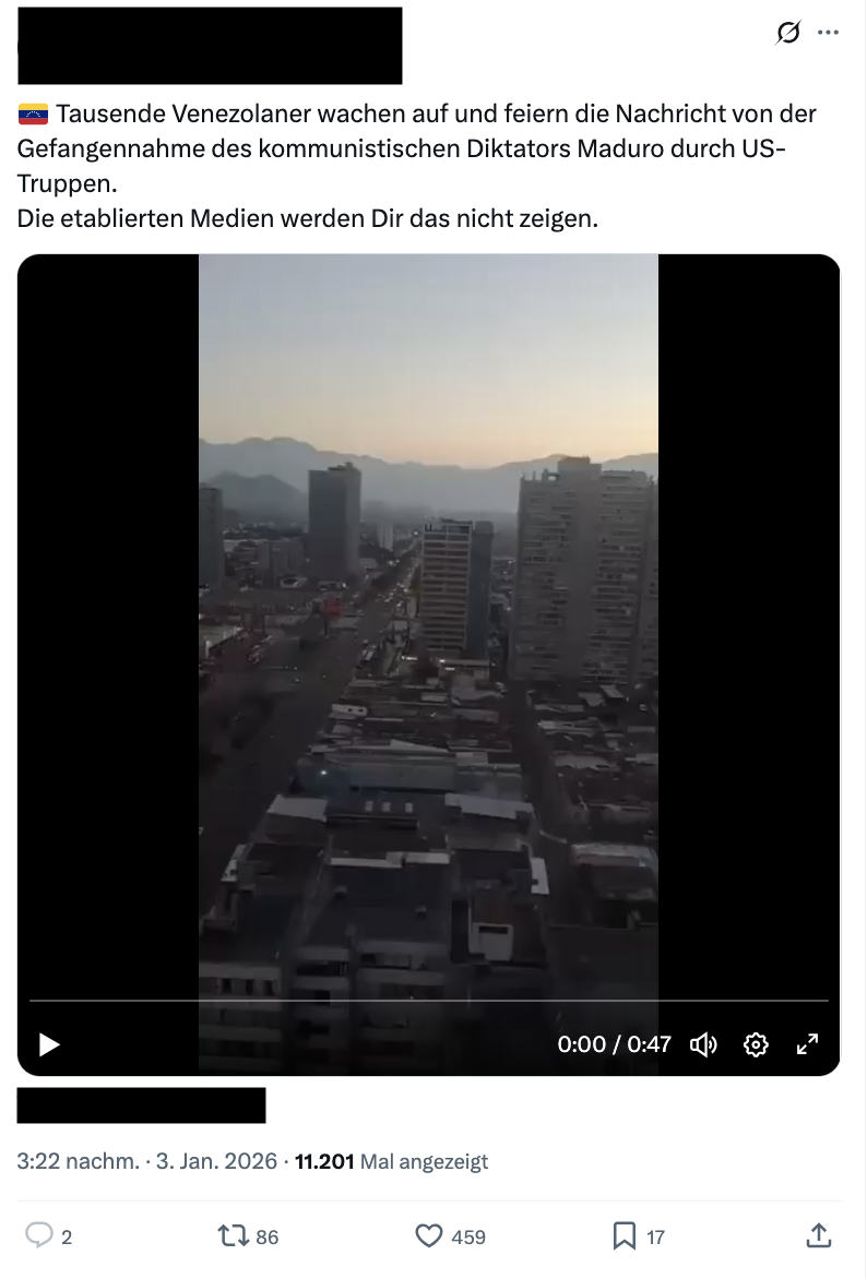 Screenshot eines X-Beitrages mit dem Video