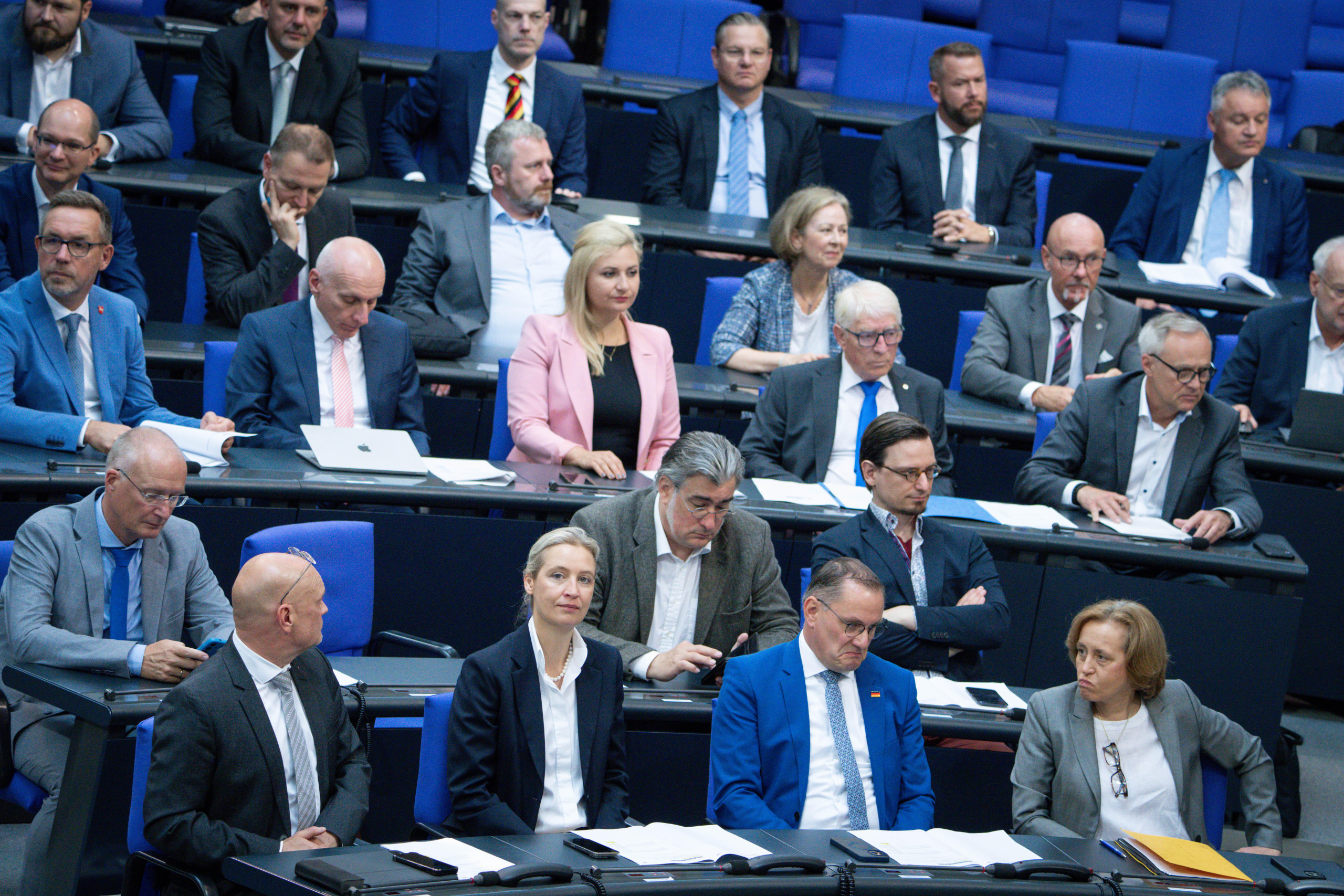 AfD-Fraktion auf ihren Plätzen im Bundestag.