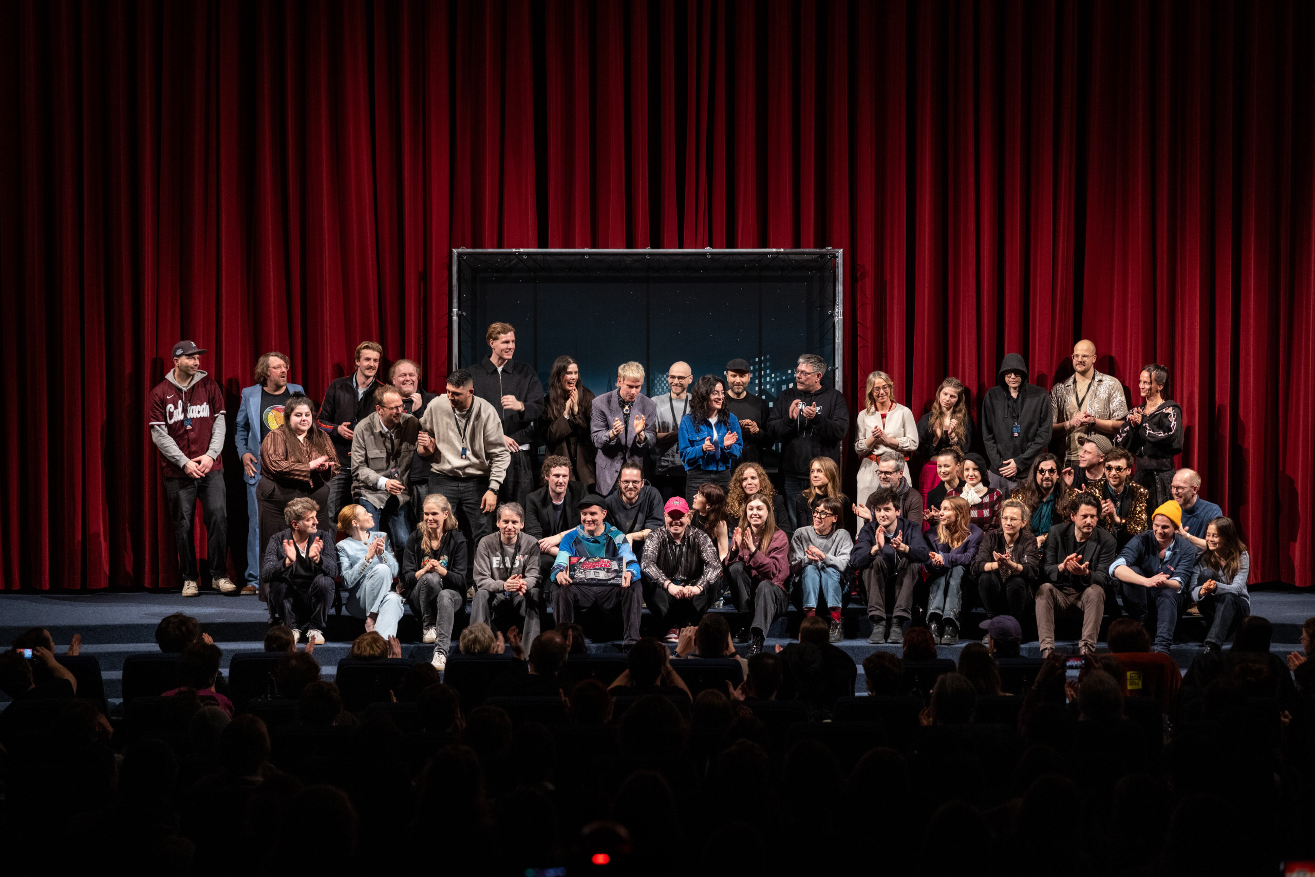 Rebecca Pap, Marcant, Eva Karl Faltermeier, Anette Dowideit, Karoline Herfurth, Marc-Uwe Kling, Sarah Bosetti, Maren Urner, Sebastian 23, Abdul Kader Chahin, Nico Semsrott, Siegfried und Joy & Team bei der Weltpremiere vom News im Netz Format FUN FACTS im Delphi Filmpalast Berlin am 23. Februar 2026 © Clemens Porikys