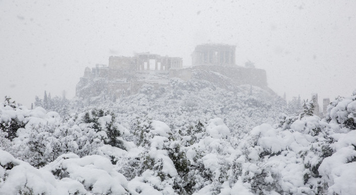 eingeschneite Akropolis 2021