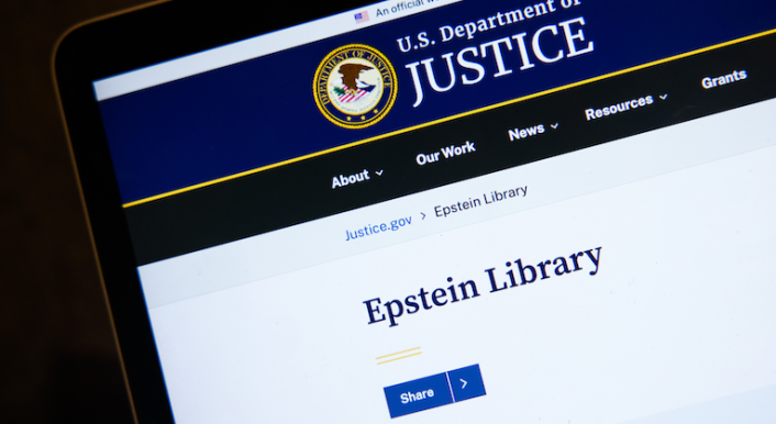 Foto der Seite des US-Justizministeriums, auf der die Epstein-Files veröffentlicht wurden.