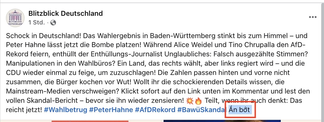 „Ẩn bớt“ steht am Ende eines Facebook-Beitrags.