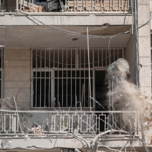 Aufnahme eines zerstörten Hauses.