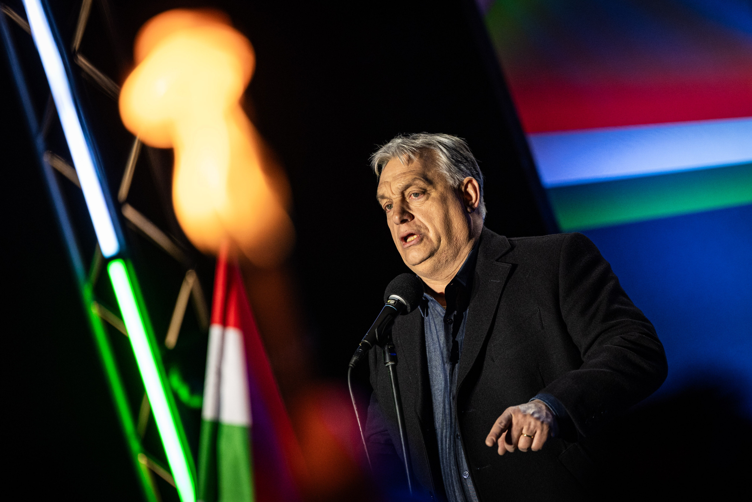 Viktor Orbán am 25. März 2026 bei einer Wahlkampfveranstaltung Credit: © Daniel Alfoldi/ZUMA Wire
