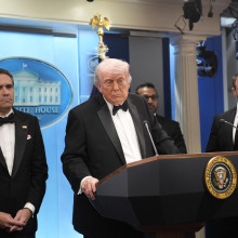 US-Präsident Donald Trump nach dem Angriff auf das Korrespondenten-Dinner bei einer Pressekonferenz