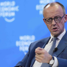 Friedrich Merz beim Weltwirtschaftsforum in Davos am 21. Januar 2025 (Foto: Markus Schreiber / Picture Alliance / Associated Press)