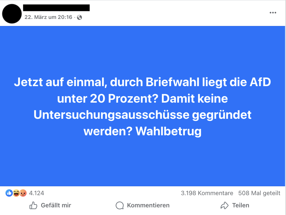 Der Facebook-Beitrag mit der Behauptung