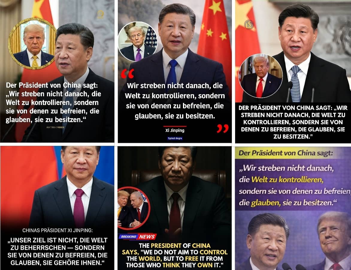 Das Zitat: „Wir streben nicht danach, die Welt zu kontrollieren, sondern sie von denen zu befreien, die glauben, sie zu besitzen.“, angeblich von Xi Jinping, steht auf mehreren Bildcollagen, die online (zum Teil) mit dem Foto von Donald Trump kursieren