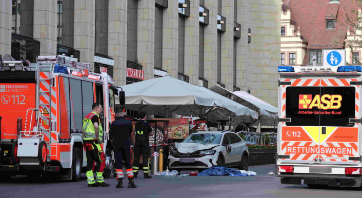 Rettungseinsatz zur Amokfahrt in Leipzig
