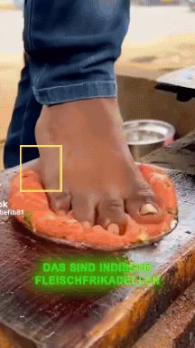 Die Einzelbilder aus einem viralen Tiktok-Video, das angeblich indisches Street Food zeigen soll, belegen, dass das Video KI-generiert ist (Quelle: Tiktok / uwfbefib81; Gif: CORRECTIV.Faktencheck)