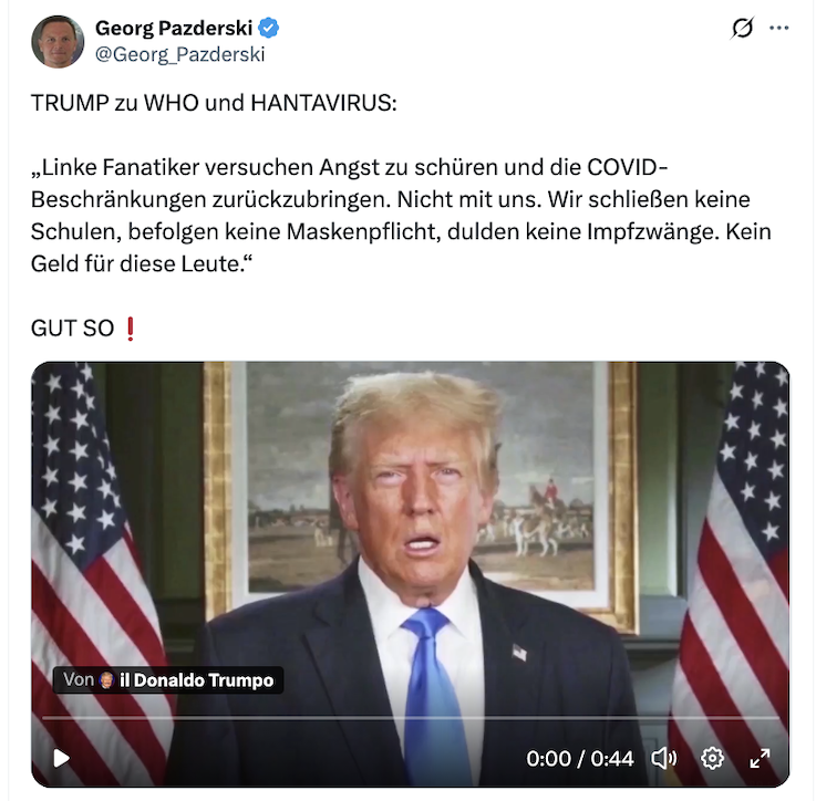 Post auf X mit der Behauptung