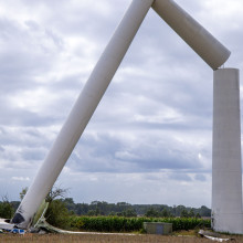 m August 2023 knickte in Gnoien im Landkreis Rostock ein Windrad während eines Sturms um, weil die Fernsteuerung beschädigt war
