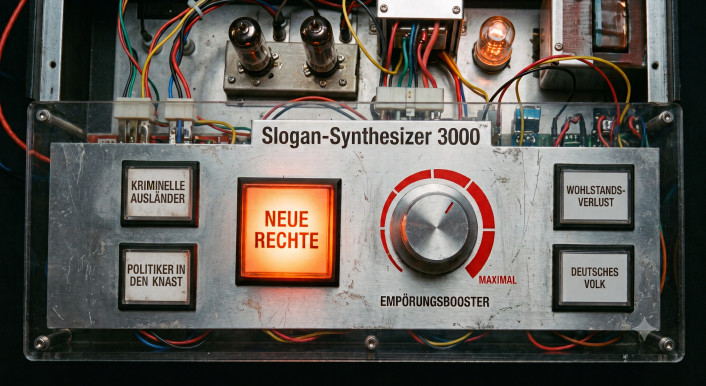 Eine Empörungsmaschine als Symbolbild im Stile eine Synthesizers