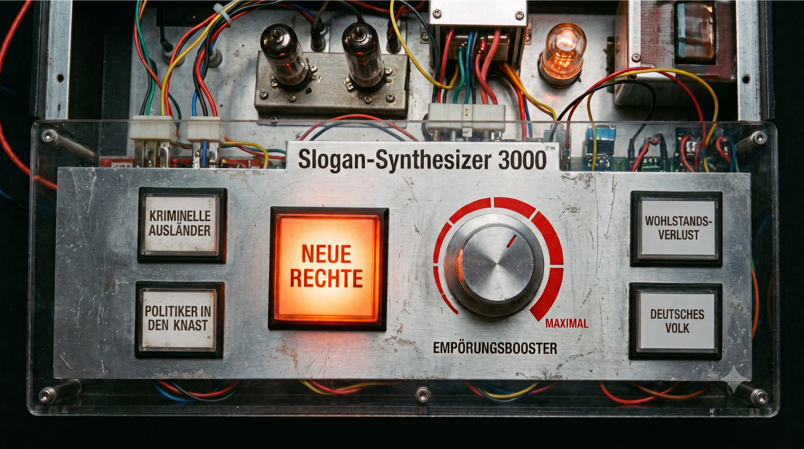 Eine Empörungsmaschine als Symbolbild im Stile eine Synthesizers